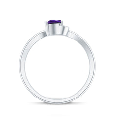 Heart Shape Amethyst and Diamond Twisted Promise Ring