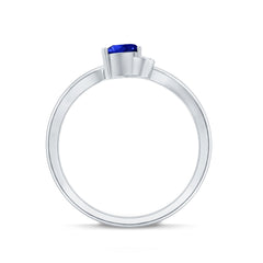 Certified Lab Grown Blue Sapphire Heart Promise Ring with Diamond