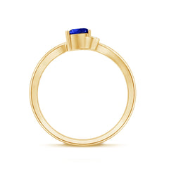 Certified Lab Grown Blue Sapphire Heart Promise Ring with Diamond