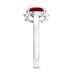 8MM Lab Grown Ruby Round Halo Engagement Ring