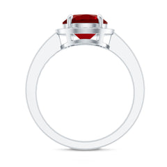 8MM Lab Grown Ruby Round Halo Engagement Ring