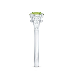 Natural Solitaire 2 Carat Peridot Engagement Ring with Diamond