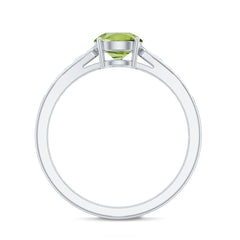 Natural Solitaire 2 Carat Peridot Engagement Ring with Diamond