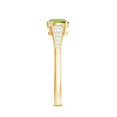 Natural Solitaire 2 Carat Peridot Engagement Ring with Diamond