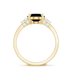 Created Black Diamond and Diamond Oval Engagement Ring