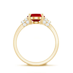 8X10MM Lab Created Ruby Oval Engagement Ring with Diamonds