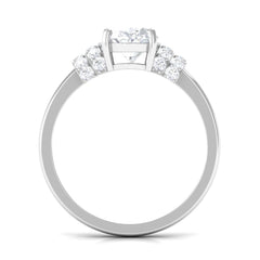 Oval Zircon Engagement Ring with Collar