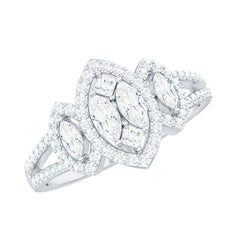 Certified Moissanite Unique Engagement Ring in Split Shank