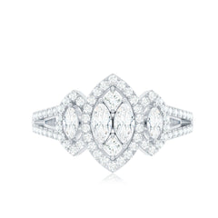 Certified Moissanite Unique Engagement Ring in Split Shank