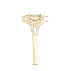 Certified Moissanite Unique Engagement Ring in Split Shank