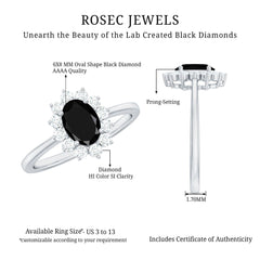 Princess Diana Inspired Created Black Diamond and Diamond Engagement Ring