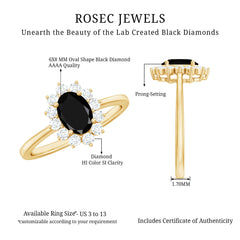 Princess Diana Inspired Created Black Diamond and Diamond Engagement Ring