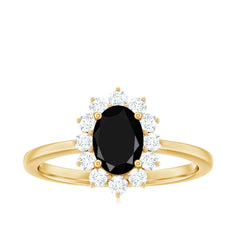 Princess Diana Inspired Created Black Diamond and Diamond Engagement Ring