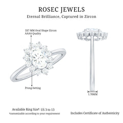 2 CT Princess Diana Inspired Oval Cut Zircon Halo Engagement Ring