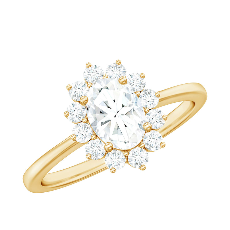 2 CT Princess Diana Inspired Oval Cut Zircon Halo Engagement Ring