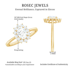 2 CT Princess Diana Inspired Oval Cut Zircon Halo Engagement Ring