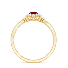 Created Ruby and Moissanite Flower Engagement Ring in Split Shank