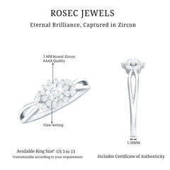 Split Shank Simulated Diamond Flower Engagement Ring