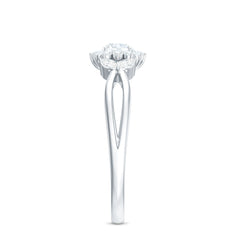 Split Shank Simulated Diamond Flower Engagement Ring