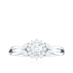 Split Shank Simulated Diamond Flower Engagement Ring