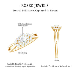 Split Shank Simulated Diamond Flower Engagement Ring