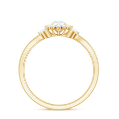 Split Shank Simulated Diamond Flower Engagement Ring