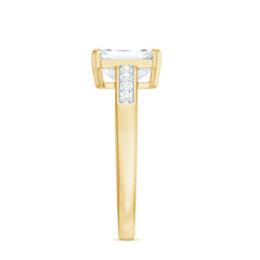 Octagon Cut Cubic Zirconia Solitaire Engagement Ring in Gold
