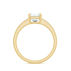 Octagon Cut Cubic Zirconia Solitaire Engagement Ring in Gold