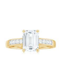 Octagon Cut Cubic Zirconia Solitaire Engagement Ring in Gold