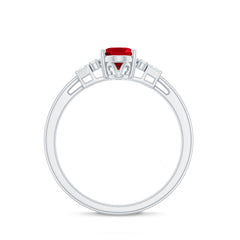Classic Lab Grown Ruby Engagement Ring with Diamond Stones