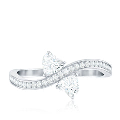 Moissanite Two Stone Pre Engagement Ring