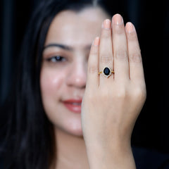 Pear Shaped Created Black Diamond and Diamond Halo Cocktail Ring