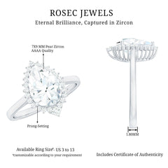 2.75 CT Pear Cut Zircon Cocktail Engagement Ring with Halo
