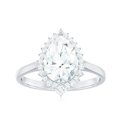 2.75 CT Pear Cut Zircon Cocktail Engagement Ring with Halo