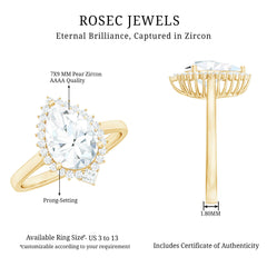 2.75 CT Pear Cut Zircon Cocktail Engagement Ring with Halo