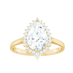 2.75 CT Pear Cut Zircon Cocktail Engagement Ring with Halo