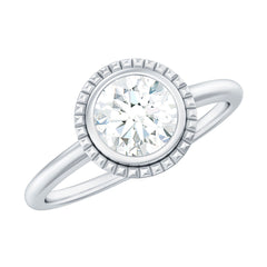 1 CT Round Cut Cubic Zirconia Solitaire Promise Ring in Bezel Setting