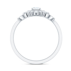 3/4 CT Vintage Style Zircon Engagement Ring with Milgrain Gold