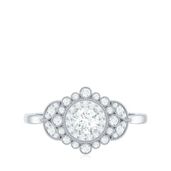 3/4 CT Vintage Style Zircon Engagement Ring with Milgrain Gold