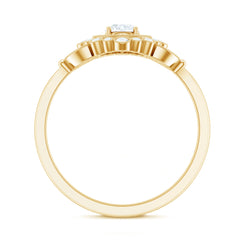 3/4 CT Vintage Style Zircon Engagement Ring with Milgrain Gold