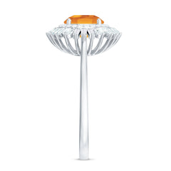Genuine Citrine Double Halo Engagement Ring with Moissanite