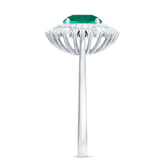 Certified 8 mm Lab Grown Emerald Cocktail Ring with Double Halo