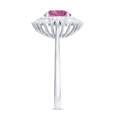 2 CT Round Pink Tourmaline Cocktail Ring with Moissanite Double Halo