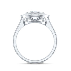 Vintage Inspired Round Moissanite Halo Engagement Ring with Certificate