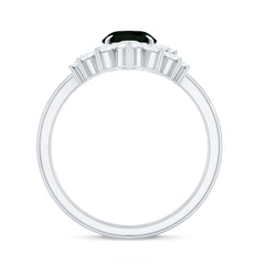 Created Black Diamond Oval Engagement Ring Set with Diamond