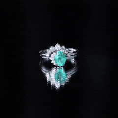 Natural Emerald Wedding Engagement Ring Set with Diamond