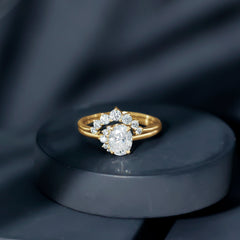 2.75 CT Oval Cut Zircon Half Halo Wedding Ring Set