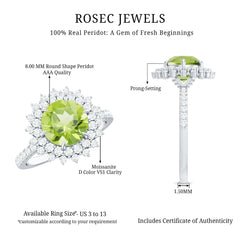 Certified Real 2 Carat Peridot Statement Engagement Ring