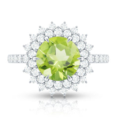 Certified Real 2 Carat Peridot Statement Engagement Ring