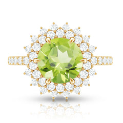 Certified Real 2 Carat Peridot Statement Engagement Ring